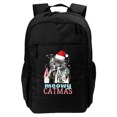 Meowy Catmas Funny Christmas Cat Meme Ugly Xmas Gift Cute Backpack