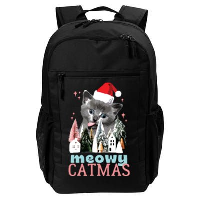 Meowy Catmas Funny Christmas Cat Meme Ugly Xmas Gift Cute Daily Commute Backpack