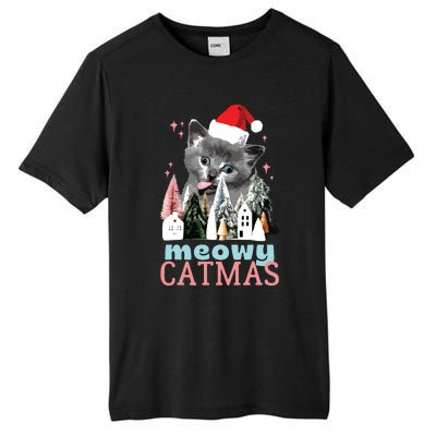 Meowy Catmas Funny Christmas Cat Meme Ugly Xmas Gift Cute Tall Fusion ChromaSoft Performance T-Shirt