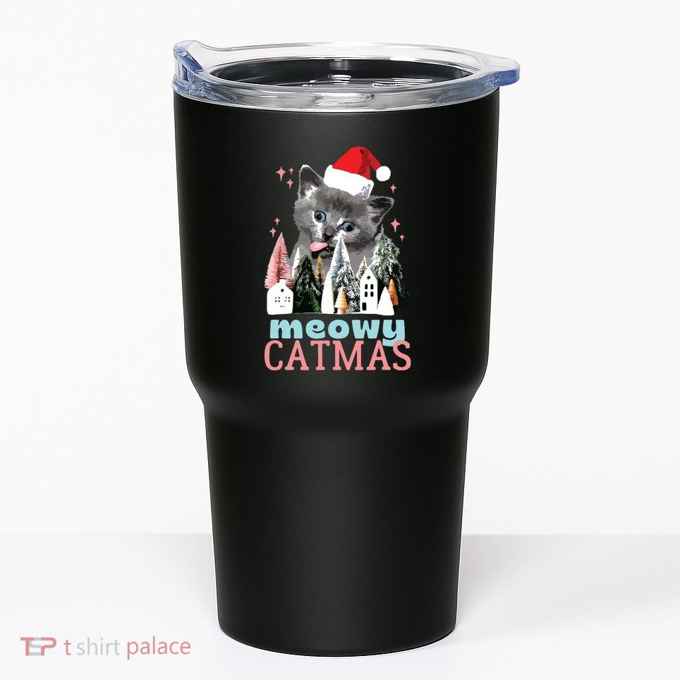 Meowy Catmas Funny Christmas Cat Meme Ugly Xmas Gift Cute Tumbler
