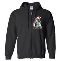 Meowy Catmas Funny Christmas Cat Meme Ugly Xmas Gift Cute Full Zip Hoodie