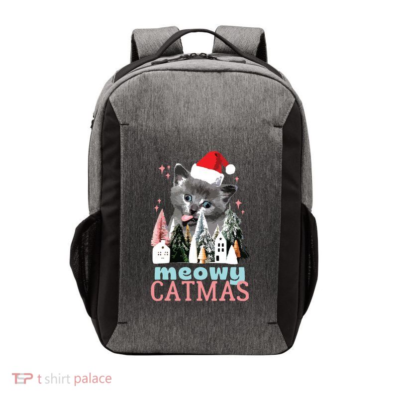Meowy Catmas Funny Christmas Cat Meme Ugly Xmas Gift Cute Vector Backpack