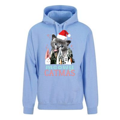 Meowy Catmas Funny Christmas Cat Meme Ugly Xmas Gift Cute Unisex Surf Hoodie