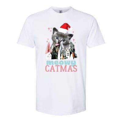 Meowy Catmas Funny Christmas Cat Meme Ugly Xmas Gift Cute Softstyle CVC T-Shirt