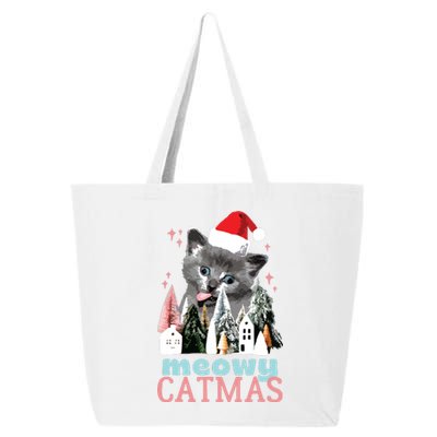 Meowy Catmas Funny Christmas Cat Meme Ugly Xmas Gift Cute 25L Jumbo Tote