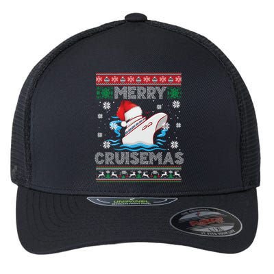 Merry Cruisemas Funny Cruise Ship Family Ugly Christmas Flexfit Unipanel Trucker Cap