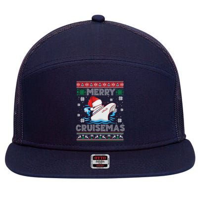 Merry Cruisemas Funny Cruise Ship Family Ugly Christmas 7 Panel Mesh Trucker Snapback Hat