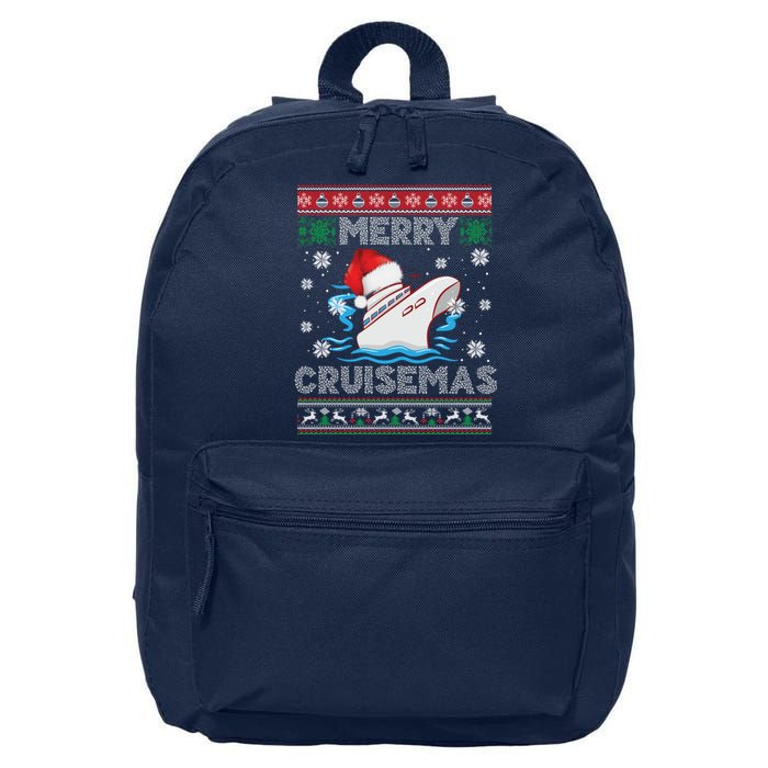 Merry Cruisemas Funny Cruise Ship Family Ugly Christmas 16 in Basic Backpack