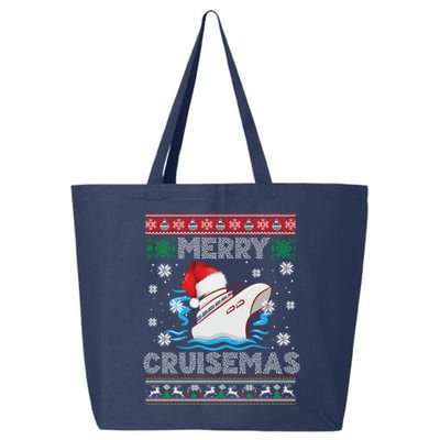 Merry Cruisemas Funny Cruise Ship Family Ugly Christmas 25L Jumbo Tote