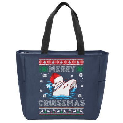 Merry Cruisemas Funny Cruise Ship Family Ugly Christmas Zip Tote Bag