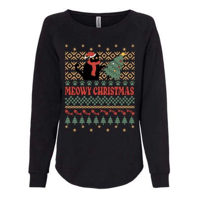 Meowy Christmas Funny Gift Womens California Wash Sweatshirt