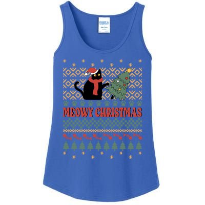 Meowy Christmas Funny Gift Ladies Essential Tank