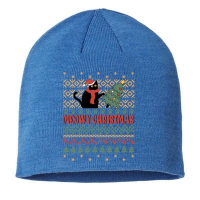 Meowy Christmas Funny Gift Sustainable Beanie