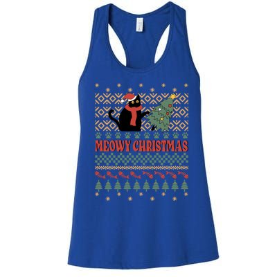 Meowy Christmas Funny Gift Women's Racerback Tank