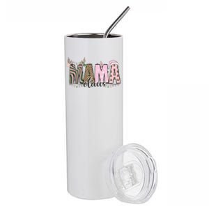 Mama Claus Funny Gift Christmas Lights Pajama Family Matching Cool Gift Stainless Steel Tumbler