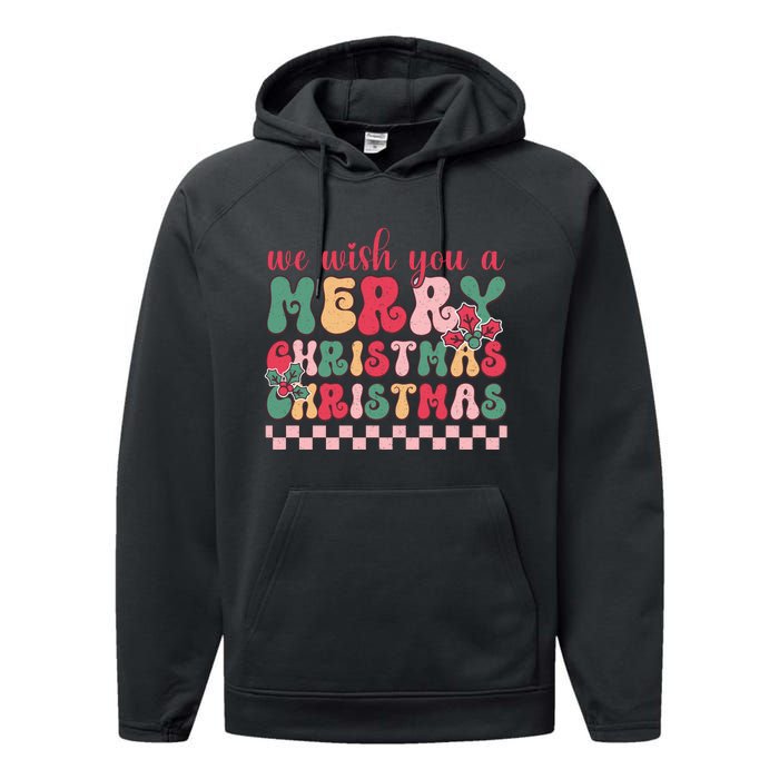 Merry Christmas Festive Greetings Performance Fleece Hoodie