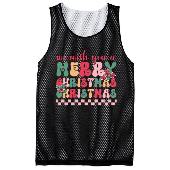 Merry Christmas Festive Greetings Mesh Reversible Basketball Jersey Tank