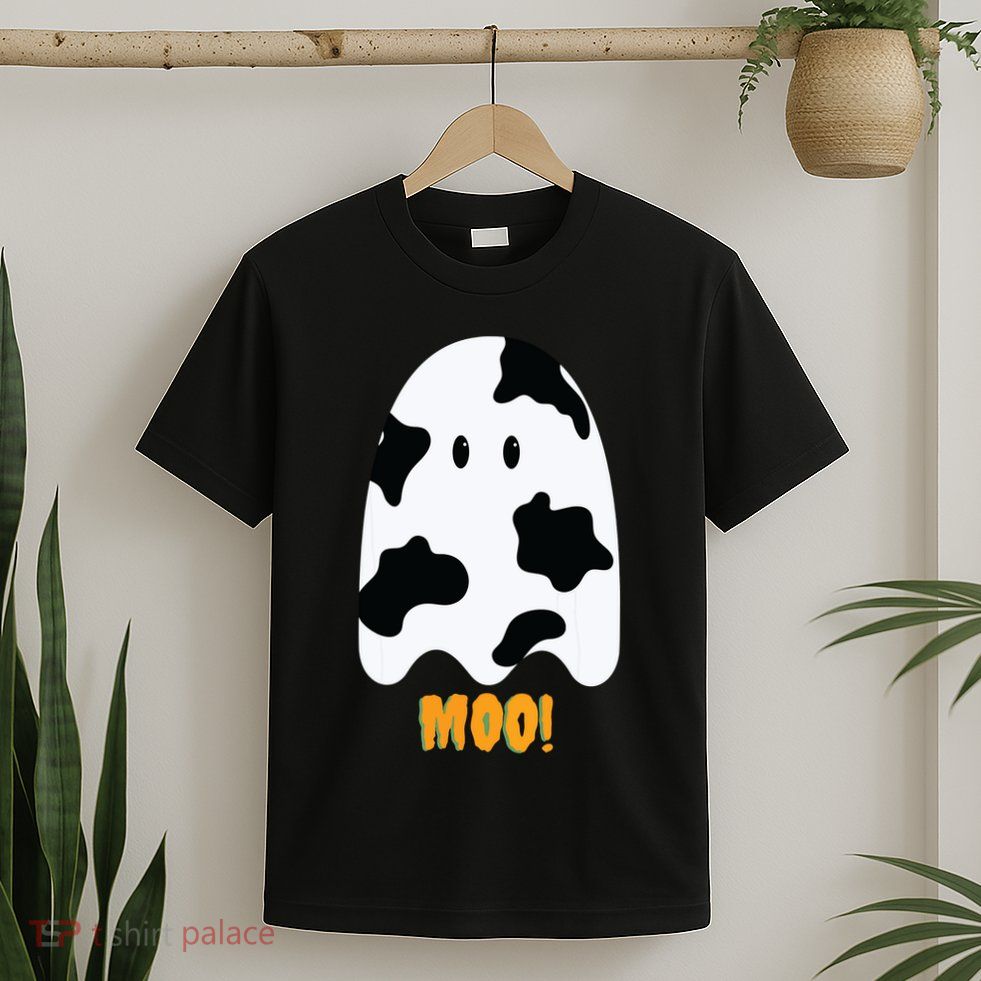 Moo! Cute Funny Cow Print Ghost Halloween T-Shirt