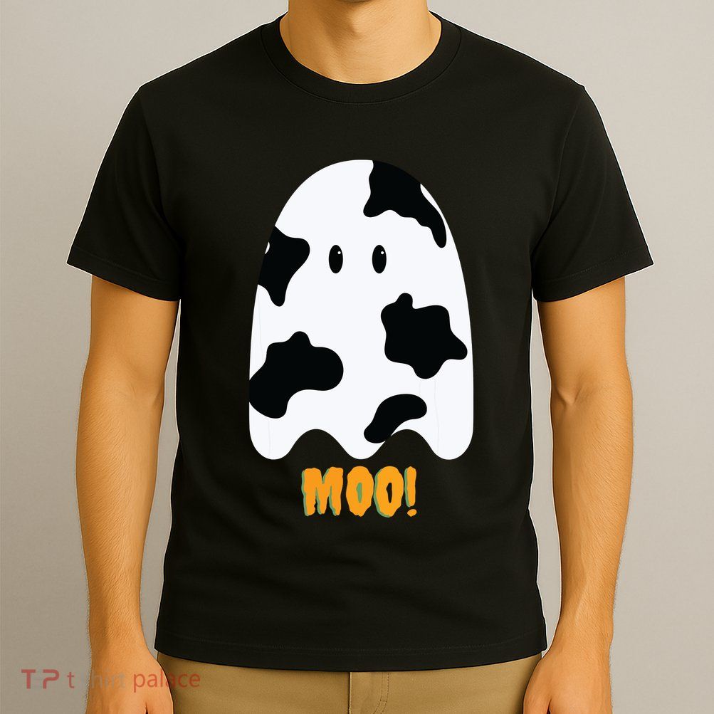 Moo! Cute Funny Cow Print Ghost Halloween T-Shirt