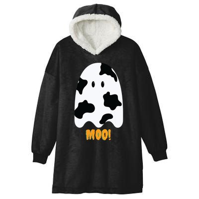 Moo! Cute Funny Cow Print Ghost Halloween Hooded Wearable Blanket