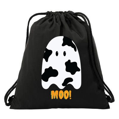 Moo! Cute Funny Cow Print Ghost Halloween Drawstring Bag