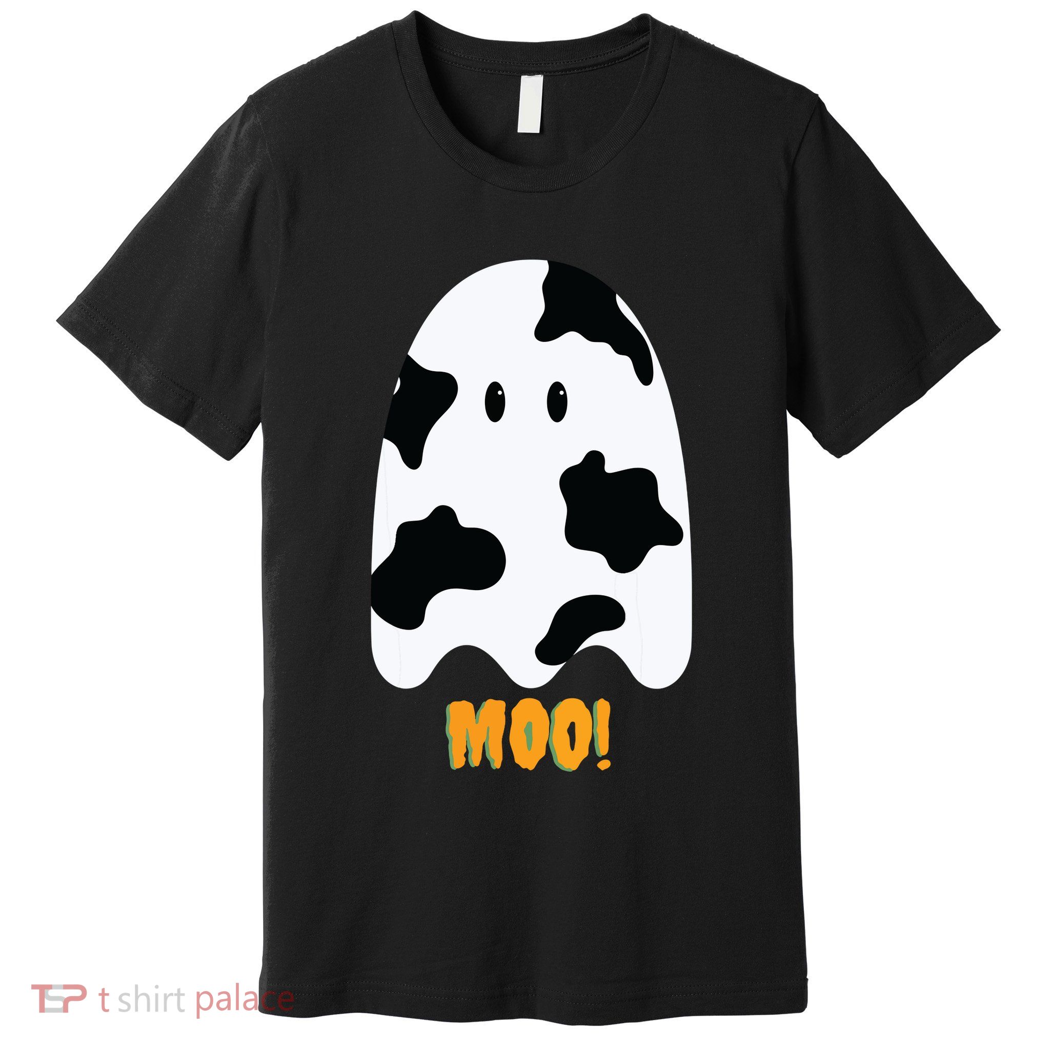 Moo! Cute Funny Cow Print Ghost Halloween Premium T-Shirt