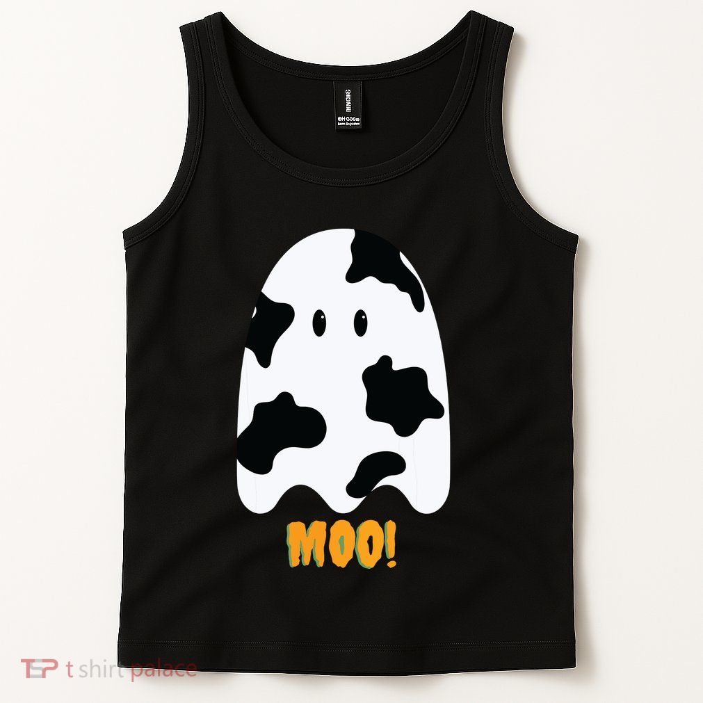 Moo! Cute Funny Cow Print Ghost Halloween Tank Top