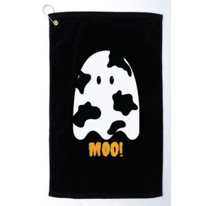 Moo! Cute Funny Cow Print Ghost Halloween Platinum Collection Golf Towel