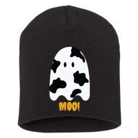 Moo! Cute Funny Cow Print Ghost Halloween Short Acrylic Beanie