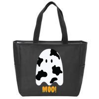 Moo! Cute Funny Cow Print Ghost Halloween Zip Tote Bag