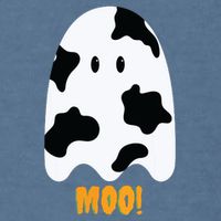Moo! Cute Funny Cow Print Ghost Halloween Garment-Dyed Sweatshirt
