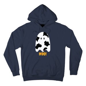 Moo! Cute Funny Cow Print Ghost Halloween Hoodie