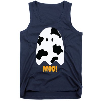 Moo! Cute Funny Cow Print Ghost Halloween Tank Top