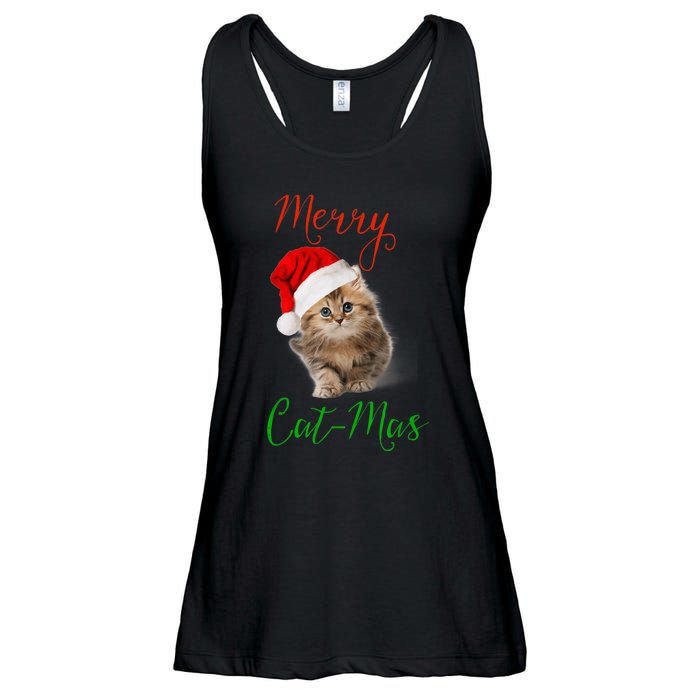 Merry Catmas Funny Christmas Holiday  Cat Kitten Ladies Essential Flowy Tank