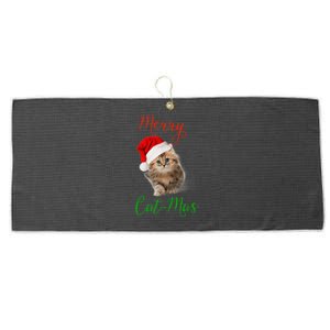 Merry Catmas Funny Christmas Holiday  Cat Kitten Large Microfiber Waffle Golf Towel