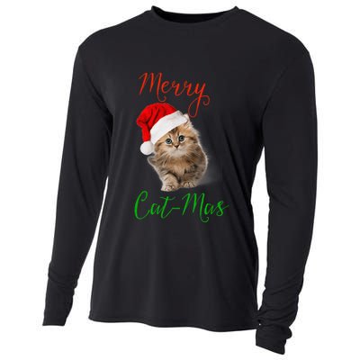 Merry Catmas Funny Christmas Holiday  Cat Kitten Cooling Performance Long Sleeve Crew