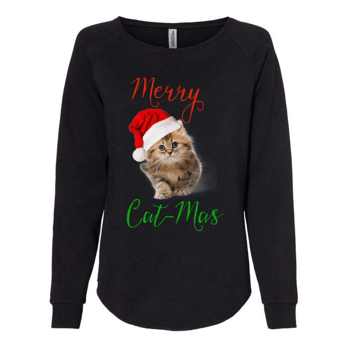 Merry Catmas Funny Christmas Holiday  Cat Kitten Womens California Wash Sweatshirt