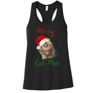 Merry Catmas Funny Christmas Holiday  Cat Kitten Women's Racerback Tank