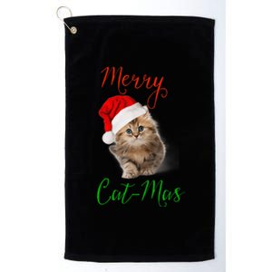 Merry Catmas Funny Christmas Holiday  Cat Kitten Platinum Collection Golf Towel