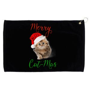 Merry Catmas Funny Christmas Holiday  Cat Kitten Grommeted Golf Towel