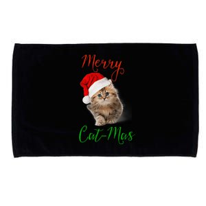 Merry Catmas Funny Christmas Holiday  Cat Kitten Microfiber Hand Towel