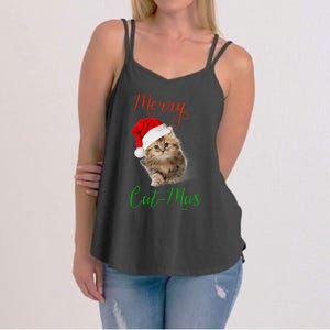 Merry Catmas Funny Christmas Holiday  Cat Kitten Women's Strappy Tank