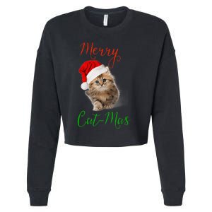 Merry Catmas Funny Christmas Holiday  Cat Kitten Cropped Pullover Crew