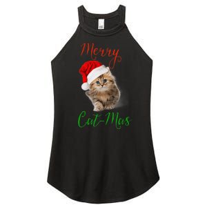 Merry Catmas Funny Christmas Holiday  Cat Kitten Women's Perfect Tri Rocker Tank