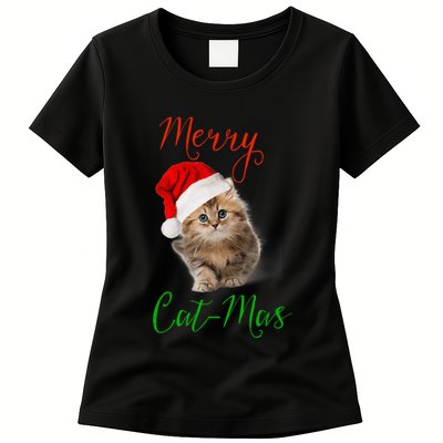 Merry Catmas Funny Christmas Holiday  Cat Kitten Womens T-Shirt