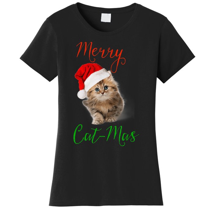 Merry Catmas Funny Christmas Holiday  Cat Kitten Women's T-Shirt