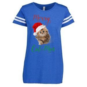 Merry Catmas Funny Christmas Holiday  Cat Kitten Enza Ladies Jersey Football T-Shirt