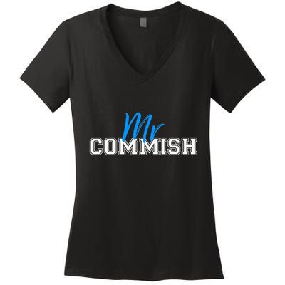Mr Commish Fantasy Football Commissioner Women's V-Neck T-Shirt
