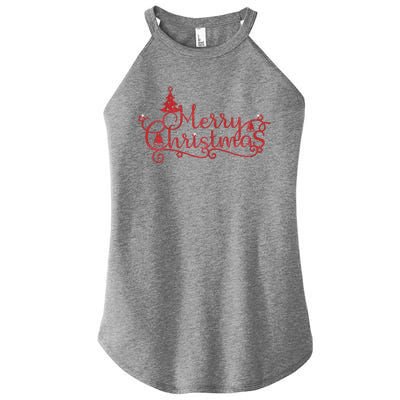 Merry Christmas Festive Holiday Women’s Perfect Tri Rocker Tank