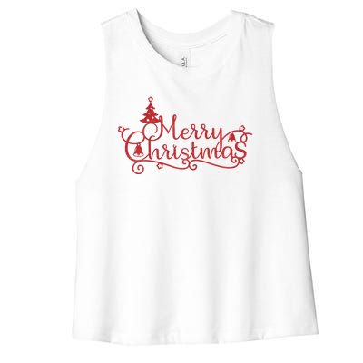 Merry Christmas Festive Holiday Women's Racerback Cropped Tank